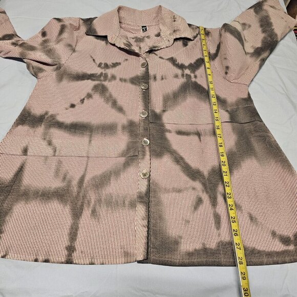 Dress to Kill Women Top Tunic Blouse Shirt One Size Tied Dye Button Up Long/Slee - Picture 5 of 15
